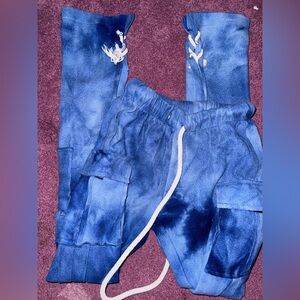 Blue Tie-Dye Jogger Pants size small